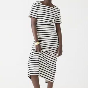 J. Crew 2X Classic Mariner Cloth Midi Dress In Stripe Boatneck Short Sleeve